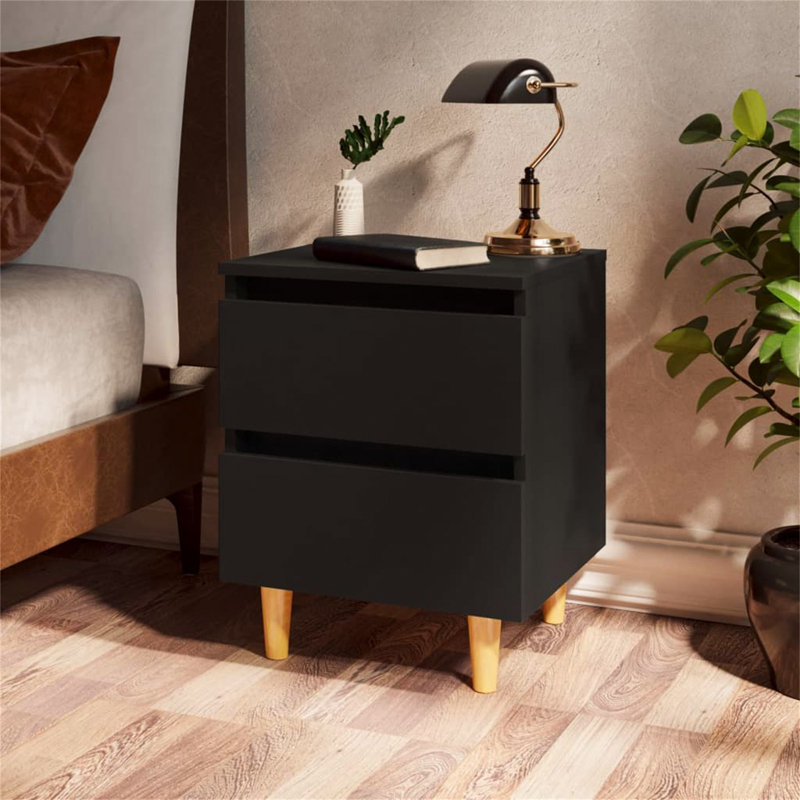 Mode 40cm W Manufactured Wood Bedside Table, Black