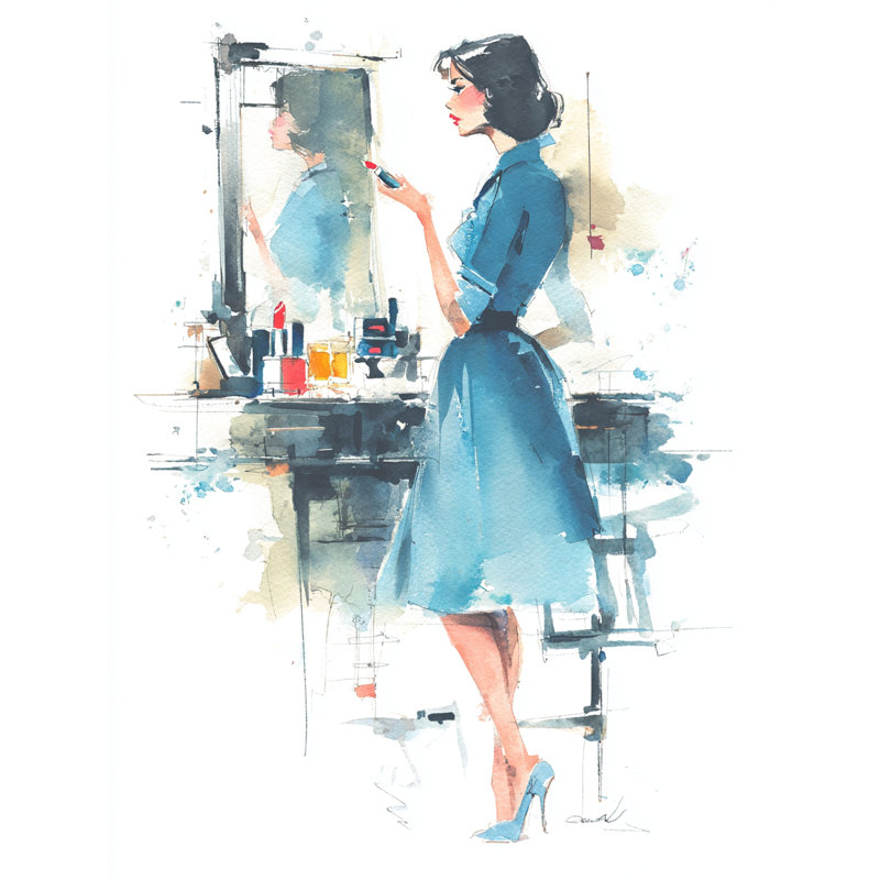 Blue Vanity Wrapped Canvas Wall Art