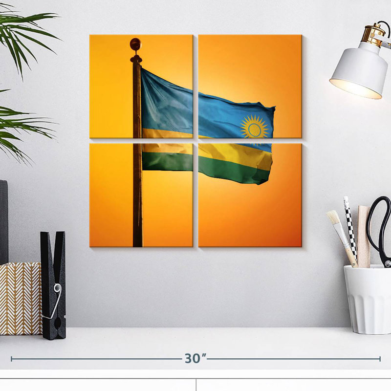 Borges Rwanda Flag Sunset, 18" H x 18" W