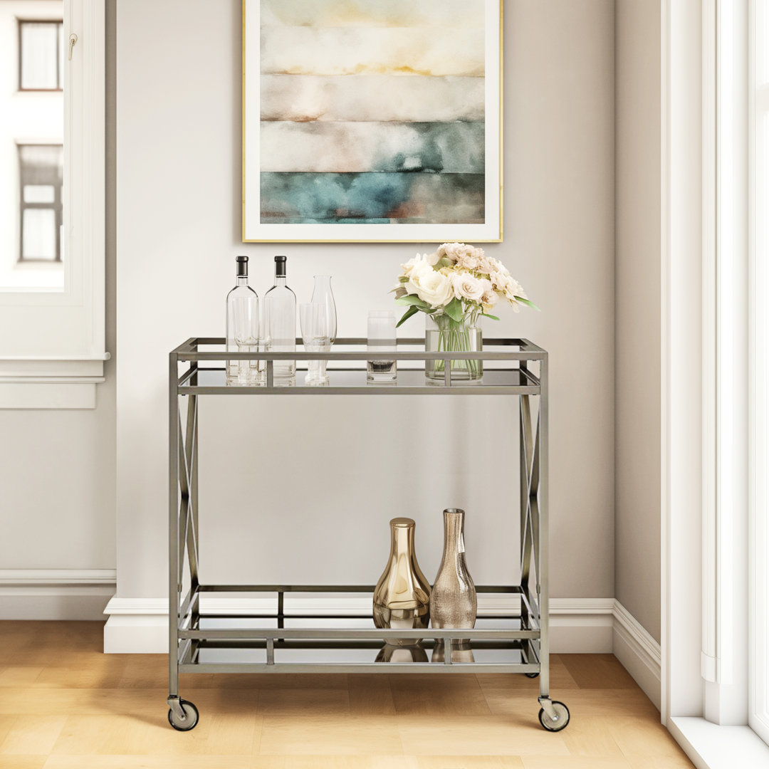 Vaught Rectangular Bar Cart in Antique Gold and Mirrored Wade Logan®