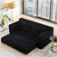 Causeuse avec structure en mousse viscoélastique - sans assemblage, conception convertible 2-en-1, tissu en velours côtelé - canapé compact pour les petits espaces, appartement, chambre de bureau à domicile (noir)-392399966