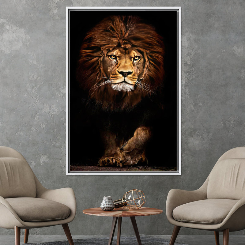Élégant lion, art mural: décor de toile imprimée, 1P, Hauteur : 43,4 pouces x Largeur : 31,6 pouces