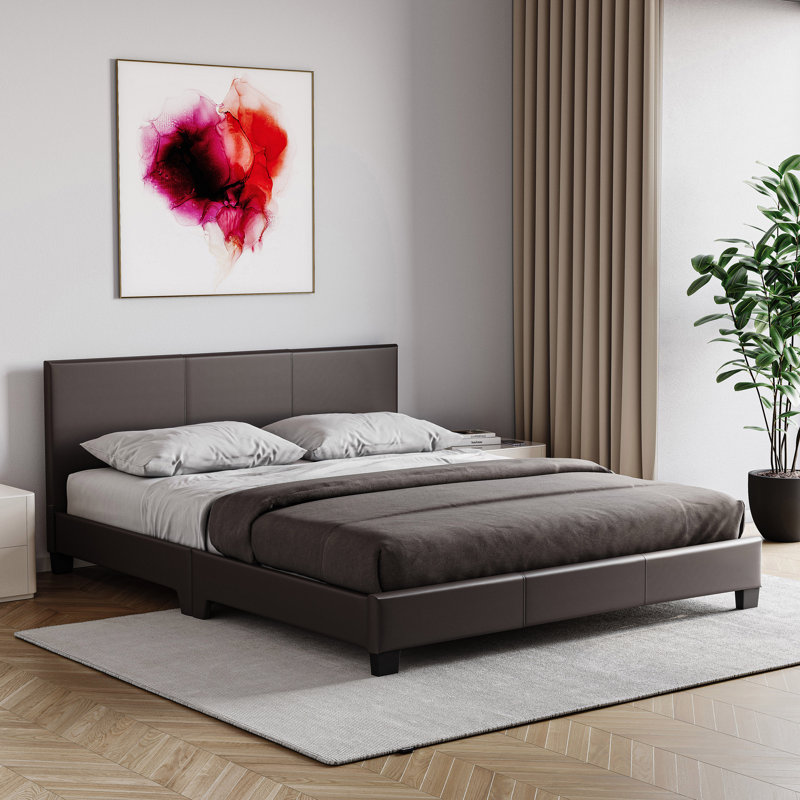 Scipio Upholstered Platform Bed, Kingsize (5'), Brown