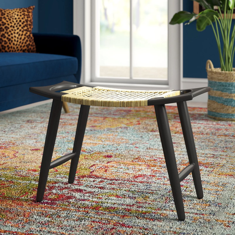 Solid Wood Accent Stool, Black