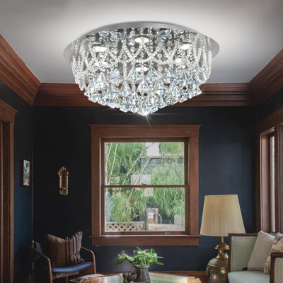 Modern Led 19.6" Crystal Ceiling Light For Living Room