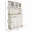 Grande armoire de rangement de cuisine avec 3 tablettes réglables, 2 tiroirs et 1 armoire à ordures inclinable