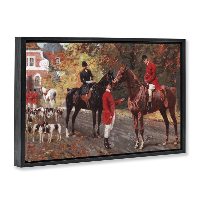  «Vintage Horses & Jockeys» par Tina Higgins Designs, Inc., Cadre flottant noir de jais, H 17 po x l 25 po