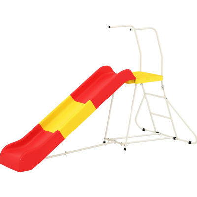 Glissière en métal, 6 pi de longueur, barres de soutien stables pour le plaisir dans la cour et la décoloration, glissade sécuritaire avec côtés profonds, glissière à installation rapide de 3 à 8 ans, équipement de terrain de jeu autoportant, stabilité, décoloration