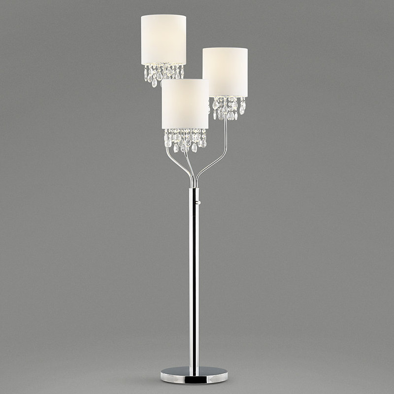 Mannford 68'' Chrome Tree Floor Lamp, White