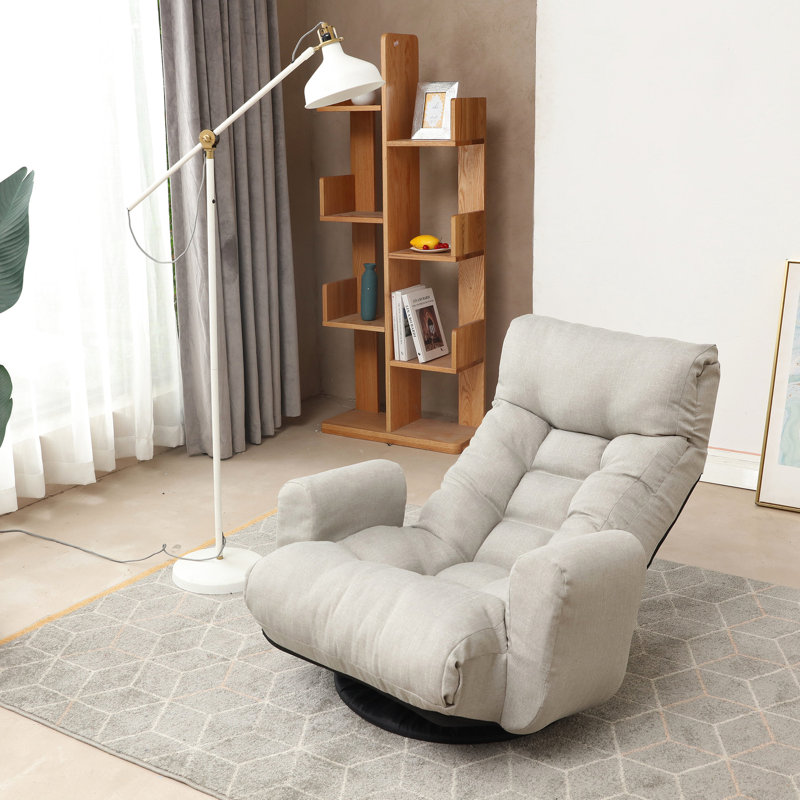Adjustable Lounge Chair With Built-in Spring Seat Bag For Comfortable Relaxation Rotatable Linen Padding And Support