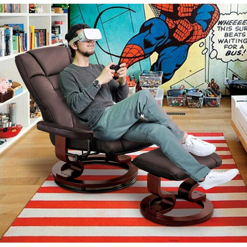 Fauteuil de bureau inclinable en cuir Odey, Similicuir brun