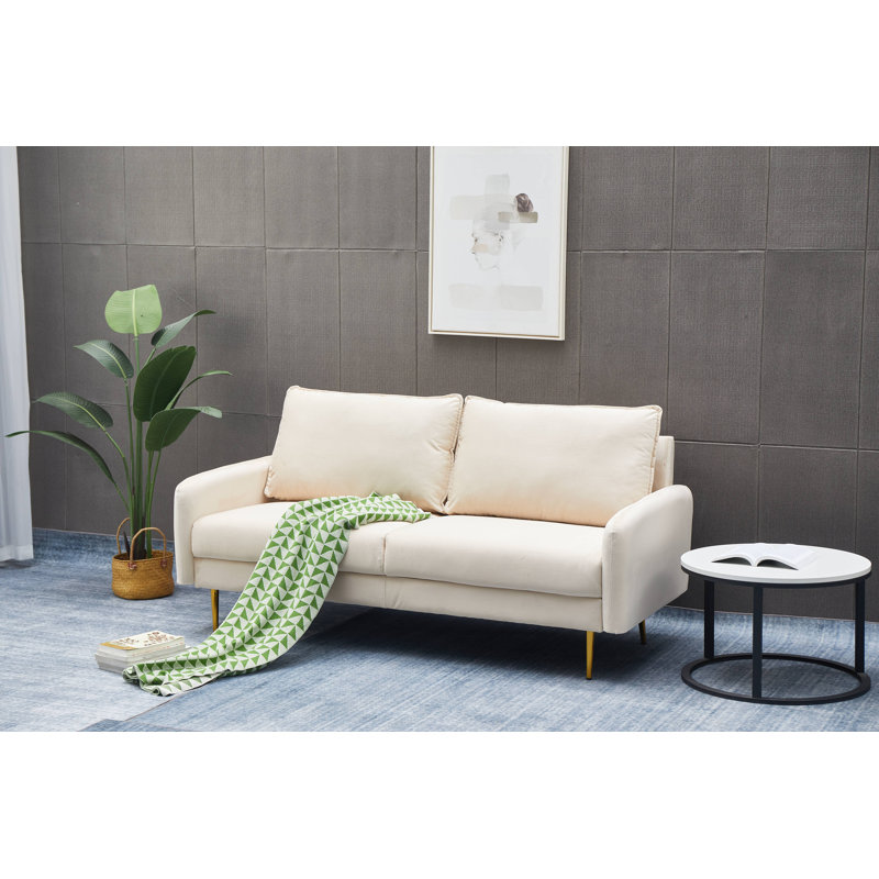 Emteas 57.3'' Velvet Loveseat, Beige Velvet, 34" H x 57.3" W x 32" D