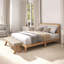 Structure de lit double avec tête de lit, lit plateforme double avec lattes de bois, aucun sommier requis, assemblage facile, finition chêne moderne de style Mid-Century-1649690320-1649690318