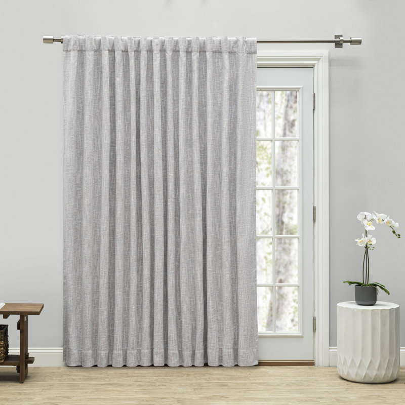 Panneau de patio avec passe-tringle 100% occultant avec baguette Bouton, Gris clair