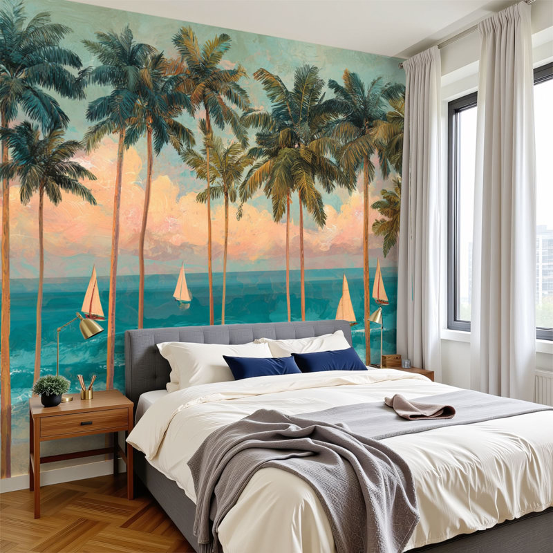 Papier peint adhésif de plage Serene Tropical, L 144 po x l 100 po