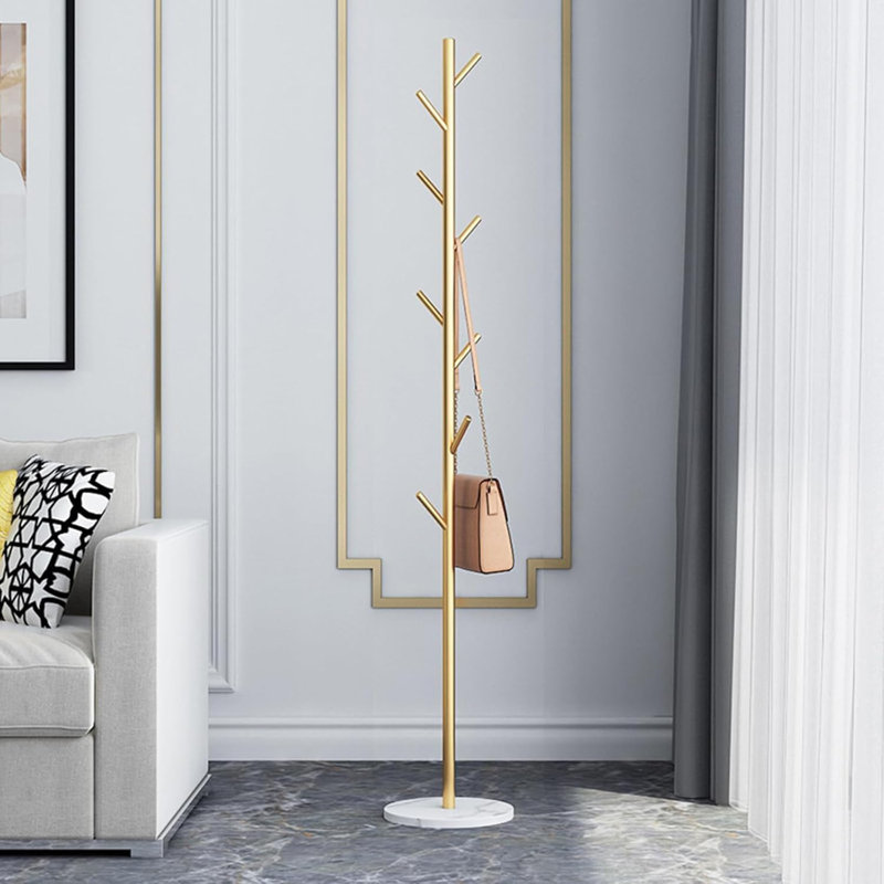Iron Freestanding 8 - Hook Coat Rack, Yellow