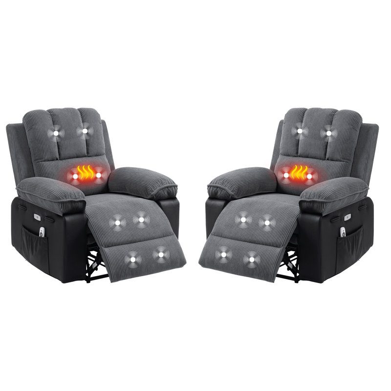 Upholstered Heated Massage Chair, Brown Fabric
