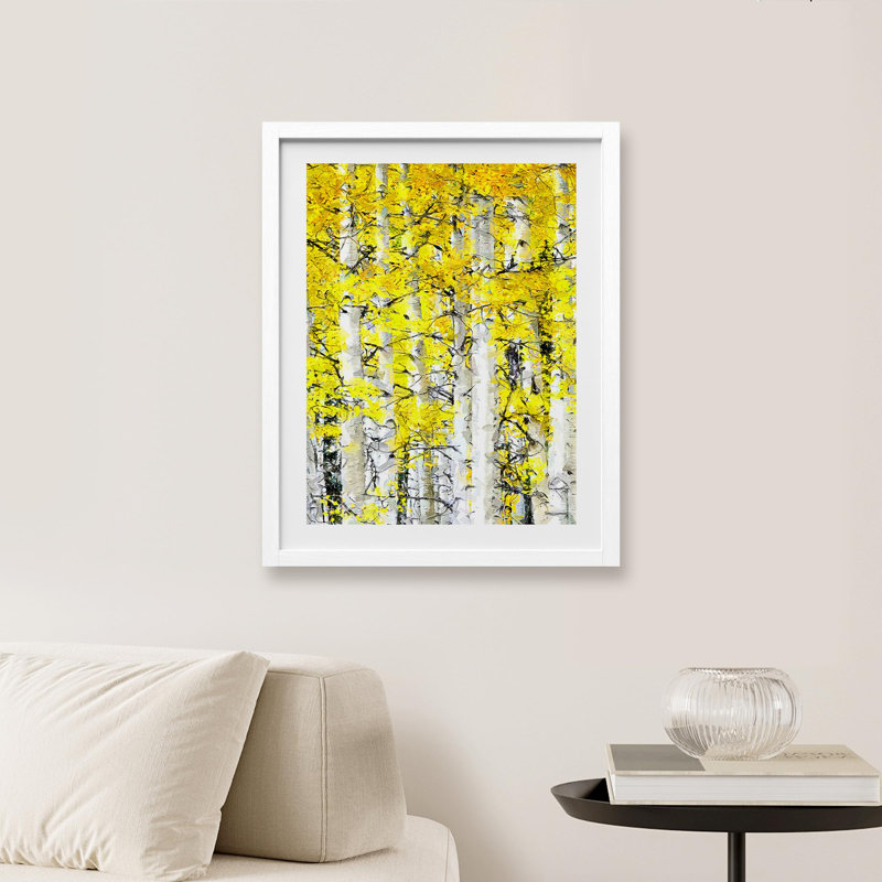 «White Yellow Birch Tree Leaf Spring Autumn Forest» sur papier, Blanc, H 10 po x l 8 po