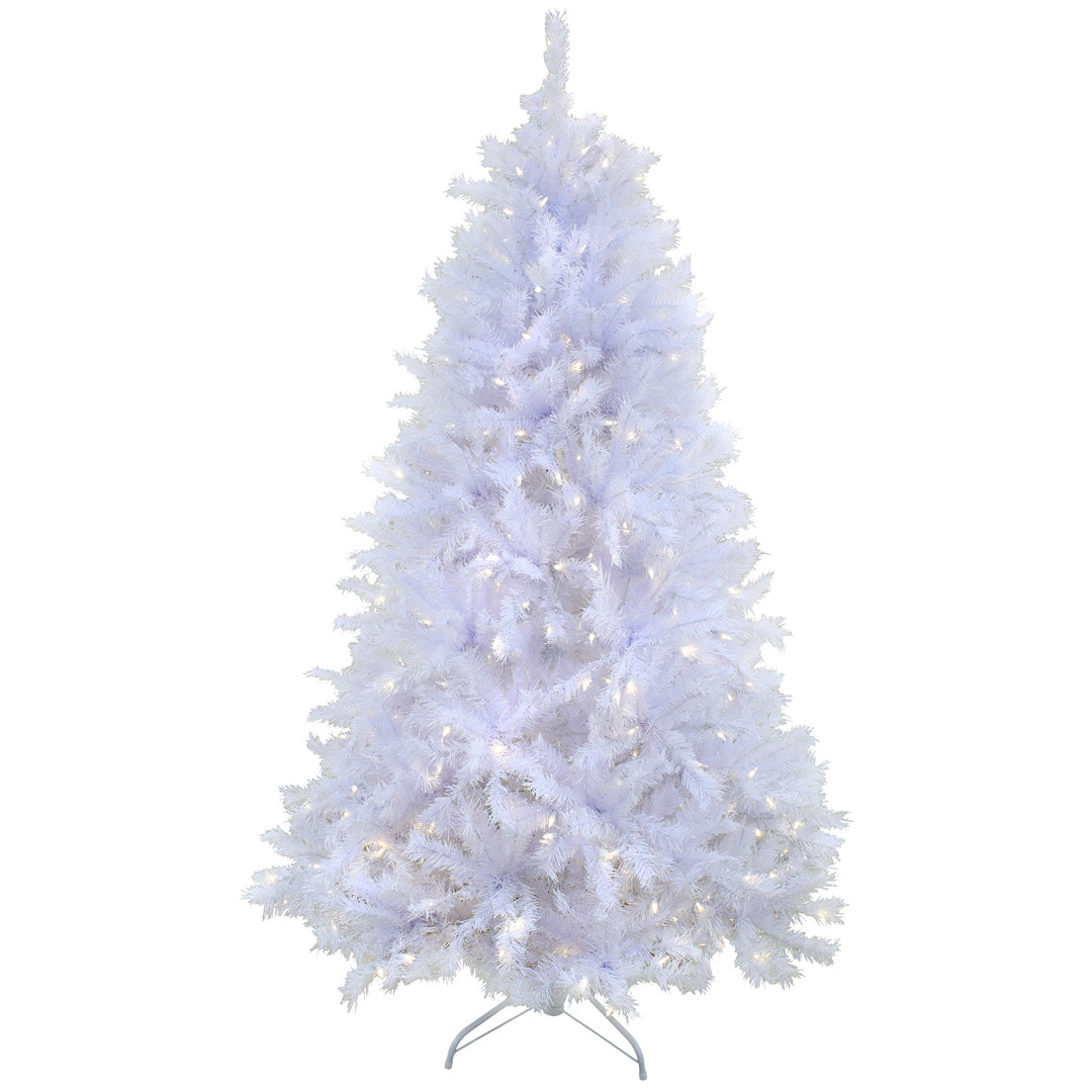 9ft Millville White Hinged Tree with PowerConnect, Warm White LED Lights The Holiday Aisle®
