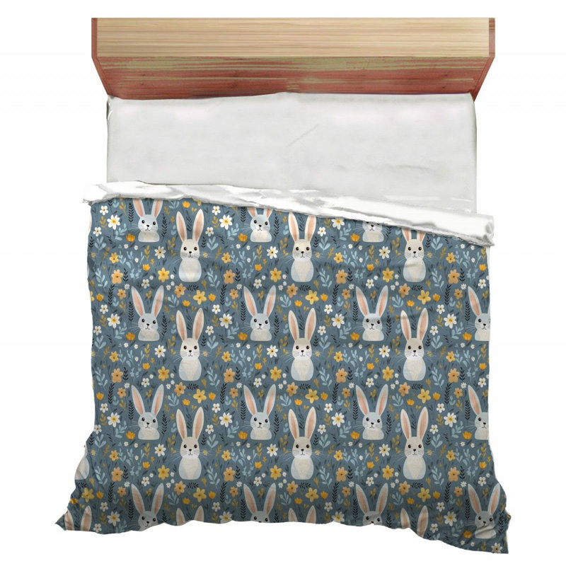 Housse de couette Bunnies Illustration, Housse de couette pour lit simple