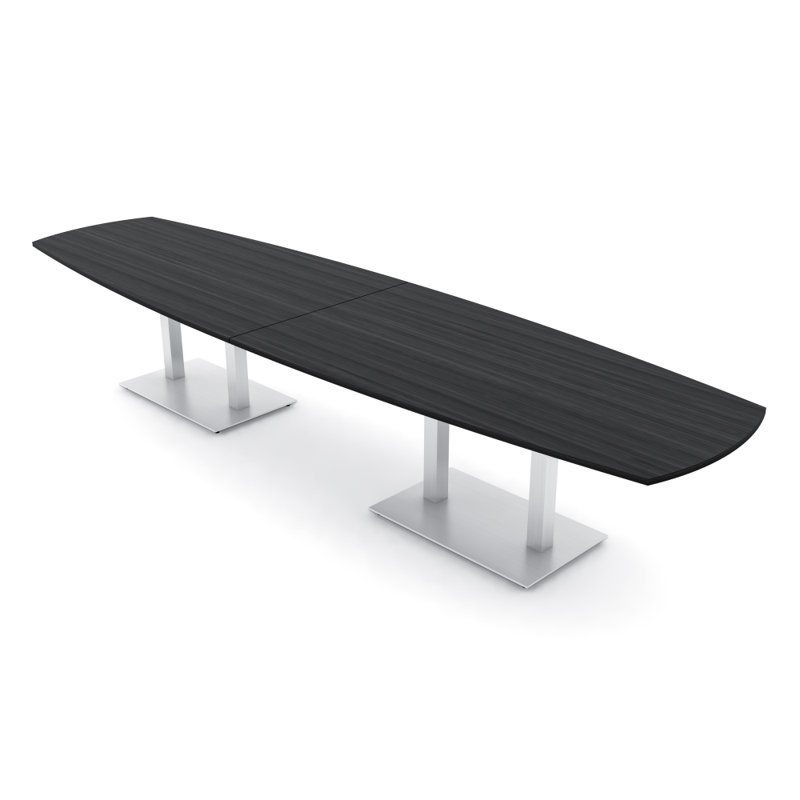 Table de conférence Arc Boat, Nuit asiatique, Argent argent, H 30 po x l 168 po x P 48 po