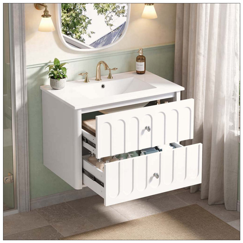Meuble-lavabo flottant moderne 30 po, White