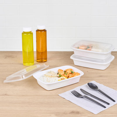 Restaurantware-Asporto 24 Ounce Take Out Containers, 50 Food Containers With Lids - Microwavable, Disposable, White Plastic To Go Boxes For Food, No BPA, For Take Out And Delivery