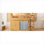 Lit mezzanine simple en bois massif avec armoire de rangement intégrée, garde-robe et DEL pour les petites chambres