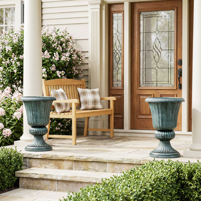 Jardinières urne 20 "en polypropylène résistant aux intempéries Drainage pré-percé largeur 14,5" style grec