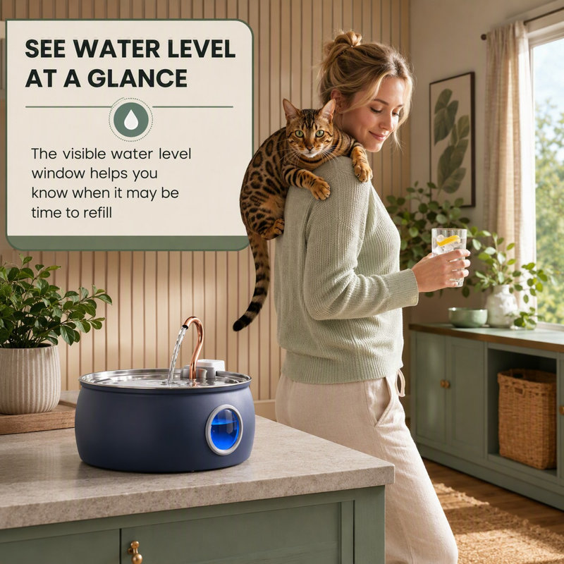 4L/135oz Stainless Steel Multi-Cat Water Dispenser.