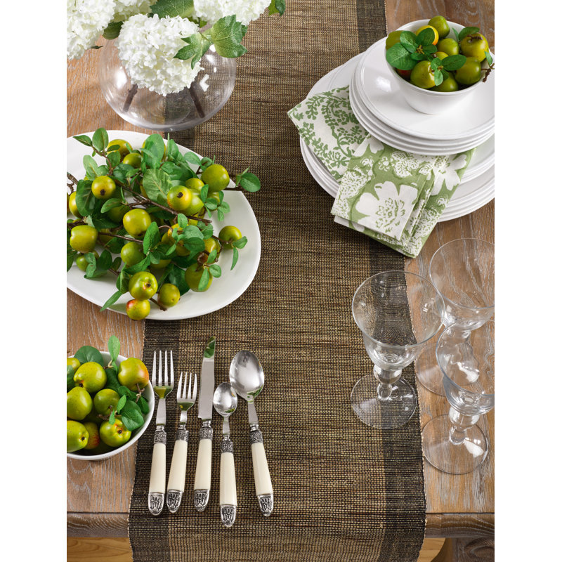Natural Brown Linen Woven Nubby Table Runner