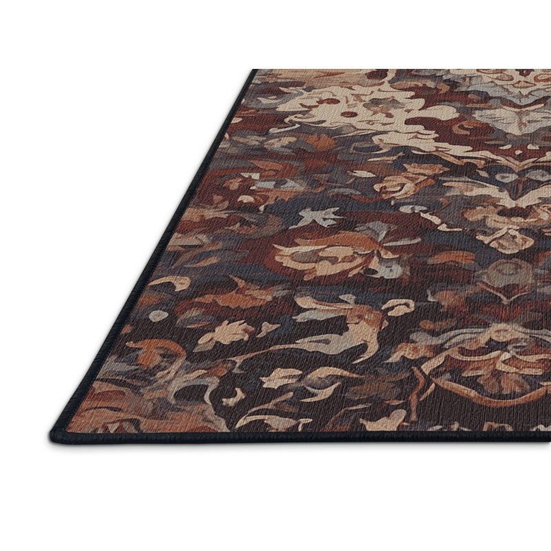 Machine Washable Brown Area Rug, Rectangle 5' x 7'
