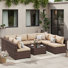Ensemble de conversation modulaire en rotin 9 pièces avec coussins 9 pièces