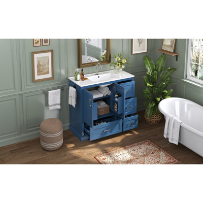 Meuble-lavabo 42 po avec lavabo en céramique 42 po - Bleu