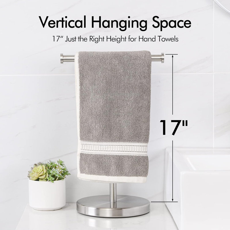 Porte-serviettes autoportant de comptoir, H 17 po x l 10,5 po, porte-serviettes à base lestée pour salle de bain, acier inoxydable
