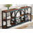 Rustic Industrial Extra Long 3-Tier Console Table With Unique Circular Frame, Perfect For Modern And Versatile Storage Solutions