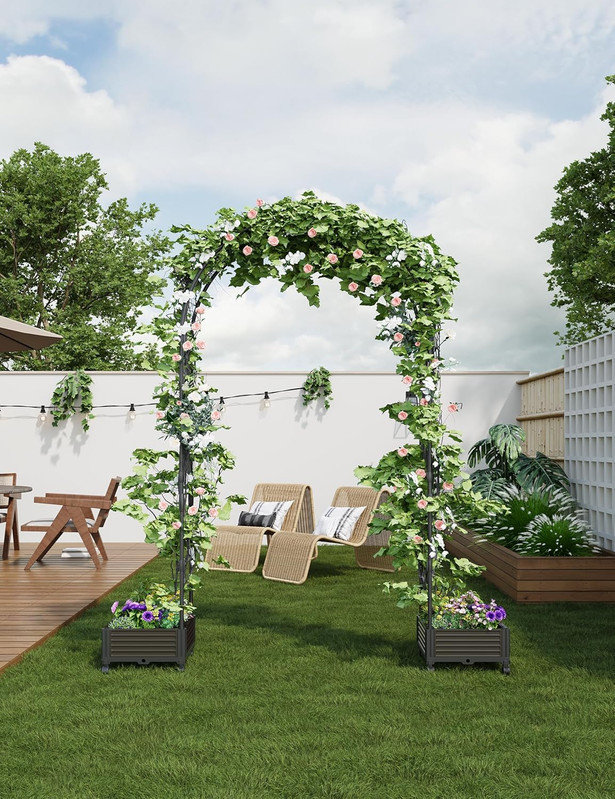 Treillis de jardin avec jardinière, tonnelle en métal robuste pour plantes grimpantes et décoration de mariage