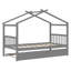 Lit simple en bois avec lit gigogne simple, gris
