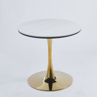 31.5"Tulip Table Mid-Century Dining Table For 2-4 People With Round Mdf Table Top, Pedestal Dining Table, End Table Leisure Coffee Table,Ceramic And MDF Top, End Table