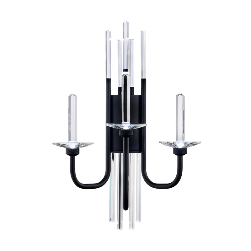 Calliope 3 Light Crystal LED Wall Sconce, Black