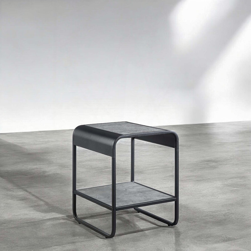 White High Gloss End Table with Two Drawers – Chrome Legs, Contrasting Fronts