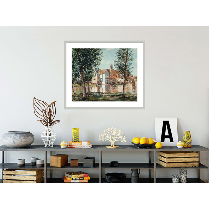 «The Loing at Moret August Morning» par Alfred Sisley, impression giclée encadrée, H 33,5 po x l 39,47 po