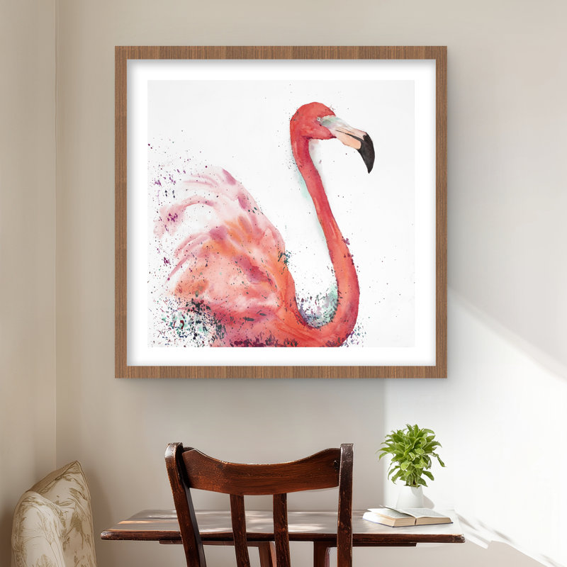 «Splashing Flamingo - Best vendeur», impression encadrée romantique