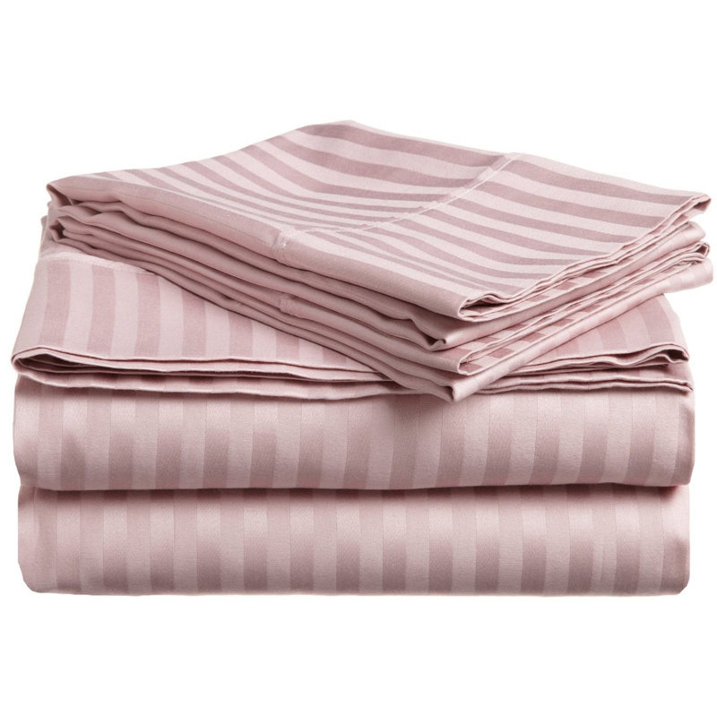 Superior 300 Thread Count Egyptian Cotton Blend Stripe Sheet Set, King Sheet Set + 1 Fitted Sheet + 2 Pillowcases, Lavender