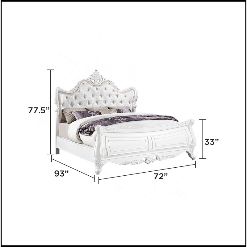 Opulence de style moderne en bois blanc perle, Grand lit