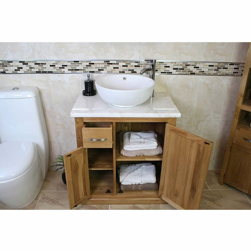 Degeorge 750mm Single Bathroom Vanity with Vessel Ceramic Basin, White