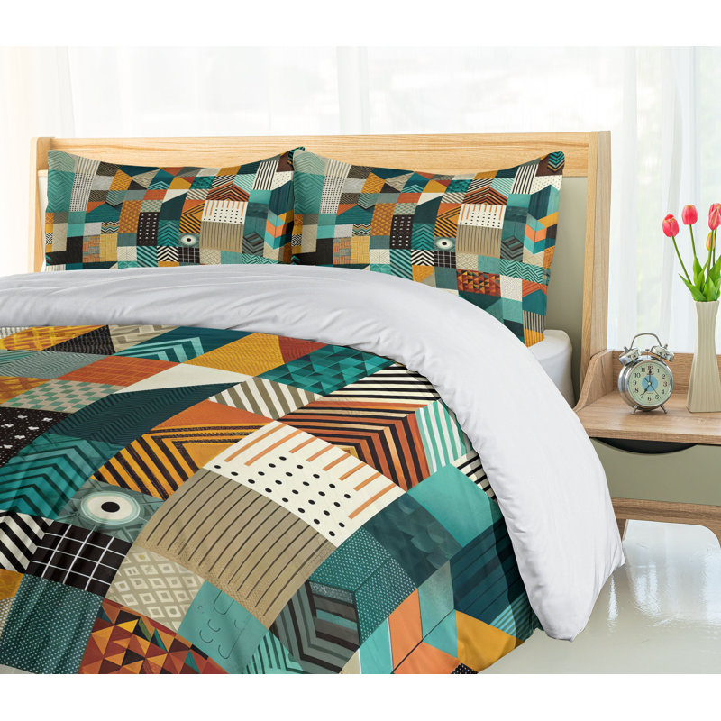 Geometric Duvet Cover, California King Duvet Cover + 2 Standard Shams