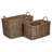 Rectangular Hessian Lined Wicker 2 Piece Storage Basket Set