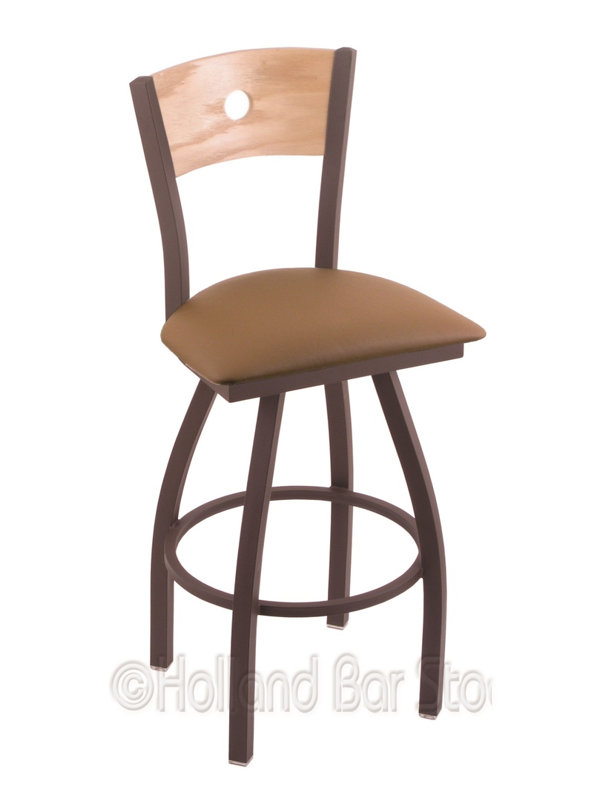 Tabouret de bar pivotant de 36" Lareau, Chêne naturel, Allante Espresso, Bronze
