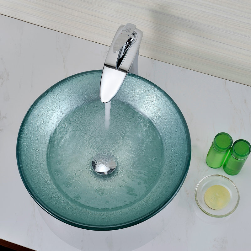 Spirito Silver and Green Glass Circular Vessel Sink